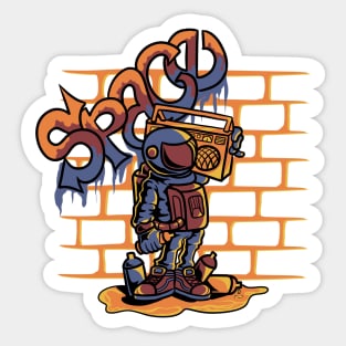 Astronaut Graffiti Jamming Sticker